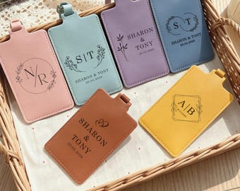 Bomboniere personalizzate per matrimoni: targhette per bagagli in pelle personalizzate, segnaposto per matrimoni, regali per gli invitati al matrimonio, regali per l'addio al nubilato.