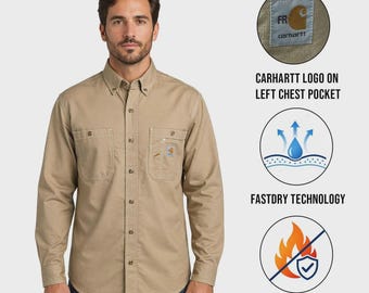 Carhartt FR Men's Dark Khaki Shirt Flame Resistant Long Sleeve Lightweight (S04) Gift
