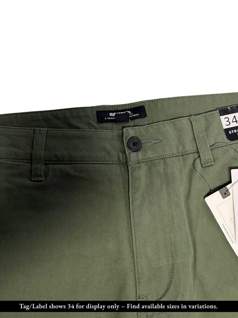Pantalón Rip Curl para hombre, negro - verde oliva oscuro, estilo chino clásico de surf elástico (S01), (S02) Regalo imagen 5