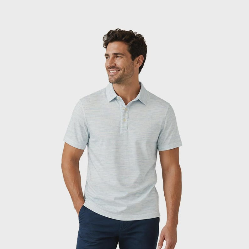 Tommy Bahama Men's Air Blue T-Shirt Ocean Sails Knit Polo 3 Buttons S/S (S62) Gift image 1