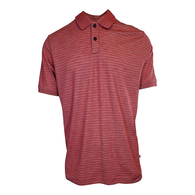 Tommy Bahama Men's DK Havana Pink Striped Performance Polo T-Shirt S/S (S07) Gift image 1