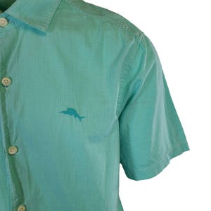 Tommy Bahama Men's Gentle Breeze Teal Green Shirt Logo Short Sleeve Button (S02) Gift image 6