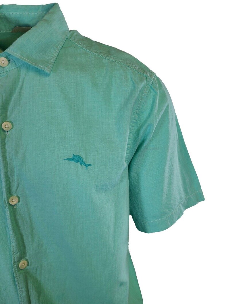 Tommy Bahama Men's Gentle Breeze Teal Green Shirt Logo Short Sleeve Button (S02) Gift image 6