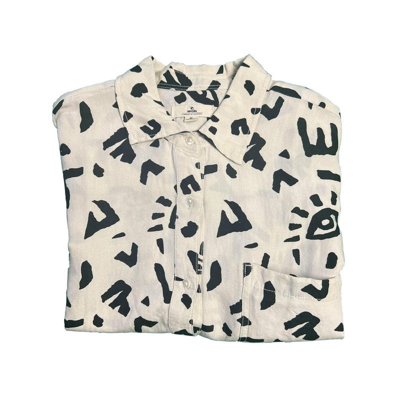 Camicia da donna Rip Curl color bianco sporco con stampa all-over "The Search" a maniche lunghe (S02) - Regalo immagine 2
