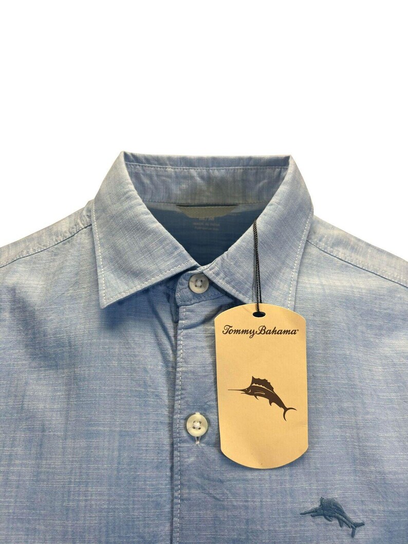 Tommy Bahama Men's Big Sky Blue Shirt Button Up Short Sleeve (S09) Gift image 4
