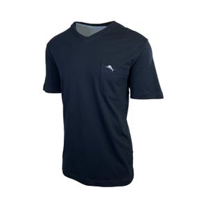 Tommy Bahama Men's Blue Note T-Shirt V-Neck Bali Skyline Blue Logo Tee (S41) Gift image 2