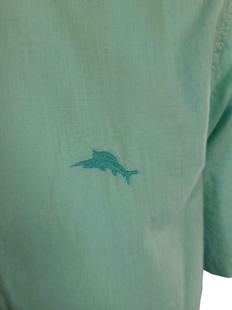 Tommy Bahama Men's Gentle Breeze Teal Green Shirt Logo Short Sleeve Button (S02) Gift image 8