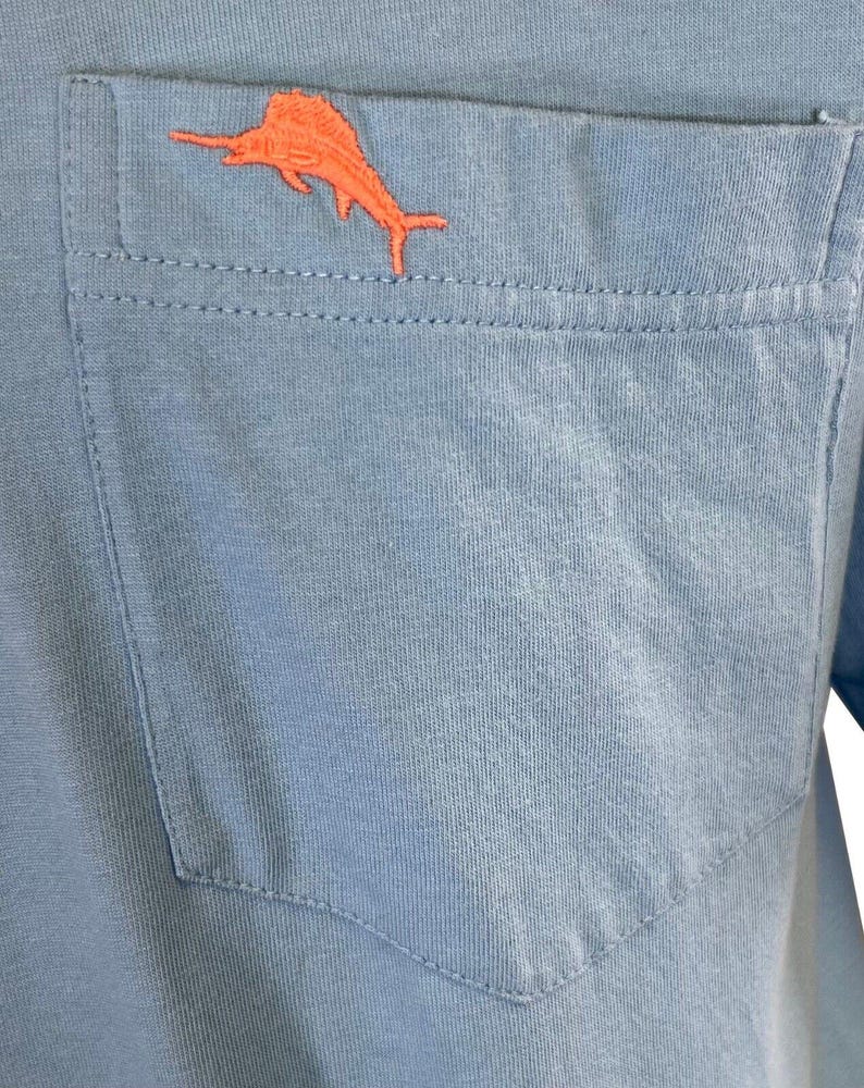Tommy Bahama Men's Breaker Blue T-Shirt V-Neck Bali Skyline Orange Logo (S52) Gift image 7
