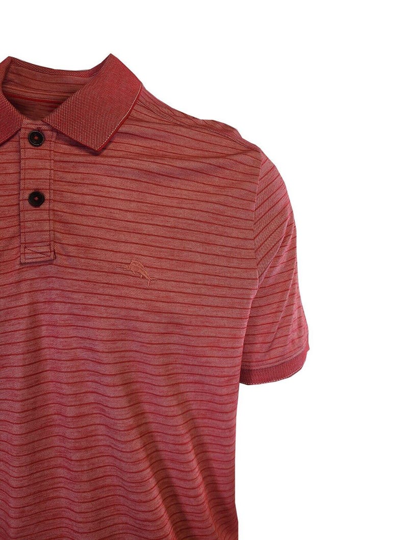 Tommy Bahama Men's DK Havana Pink Striped Performance Polo T-Shirt S/S (S07) Gift image 9