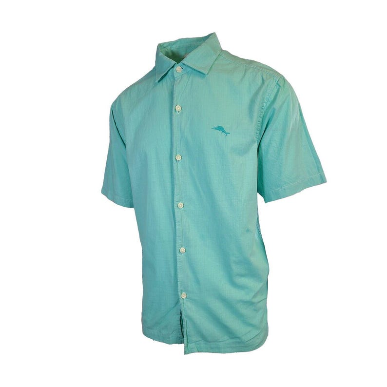 Tommy Bahama Men's Gentle Breeze Teal Green Shirt Logo Short Sleeve Button (S02) Gift image 2