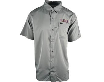 Columbia Men's Gray Shirt LSU Tigers PFG Slack Tide Omni-Shade Camp (334) Gift