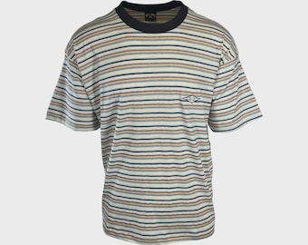 Billabong Men's Cream T-Shirt Horizontal Striped Baxter Tee S/S (S17) Gift