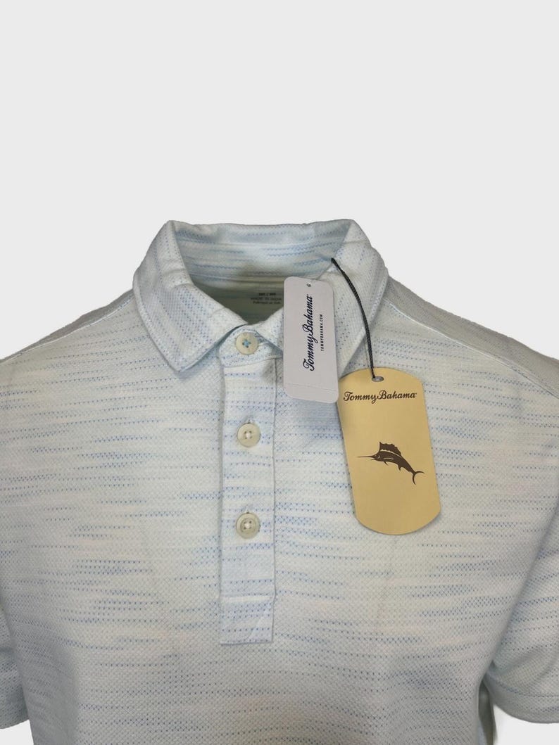 Tommy Bahama Men's Air Blue T-Shirt Ocean Sails Knit Polo 3 Buttons S/S (S62) Gift image 5