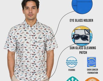 Columbia Men's White Fly Pride Shirt PFG Super Slack Tide Camp S/S (111) Gift