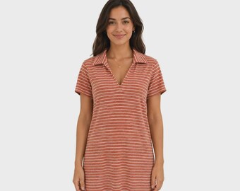 Tommy Bahama Women's Peach Gelato Stripe Dress Suncoast Loop Terry Polo (S05) Gift
