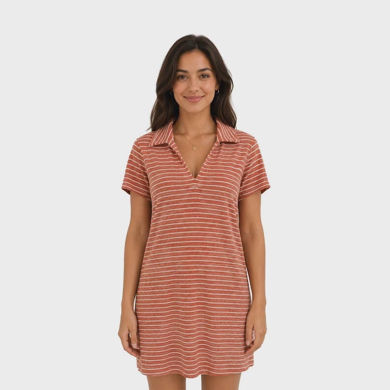 Tommy Bahama Women's Peach Gelato Stripe Dress Suncoast Loop Terry Polo (S05) Gift image 1