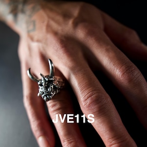 Hannya Ring, Sterling Silver Japanese Oni Mask Statement Ring