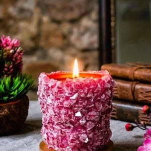 Röd kristall flytande ljus, lyxig heminredning aromaterapi, spahus, café, hotell eller present