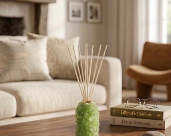 Green Apophyllite Crystal Reed Diffuser Bottle | Handmade Parfum Flower Vase Accent