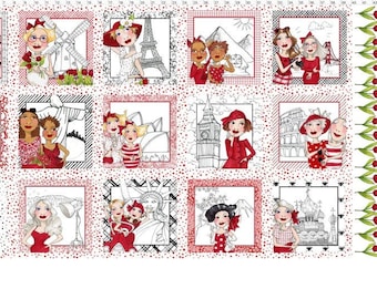 Travel Time Fabric Panel, Vacation Photos, Red, White, Tulips, Loralei Designs, 692578