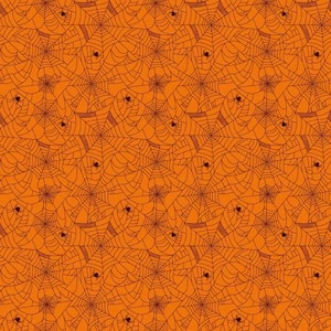 Halloween Spider Web Yardage, Hershey, Orange Black, Riley Blake, Fabric Yardage