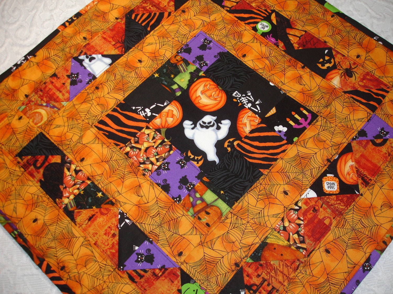 Halloween Table Topper Quilt Table Runner Orange Black Etsy