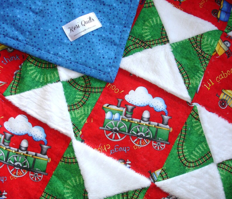 Baby Boy Quilt Blanket Trains Engine Train Etsy