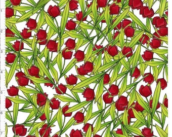 Tulip Time Floral on White Background, Tulip Time, Loralie Desisgns, Yardage, 692583