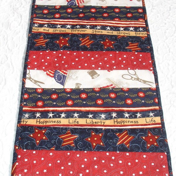 4th of July   Independence Day    Memorial Day   Veteran's Day   Table Runner Quilt   Red  White Blue  Stars  Stripes  Flag