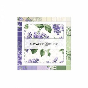 Floral Charm Pack: Lilac Lane Purple & Green Cotton Squares