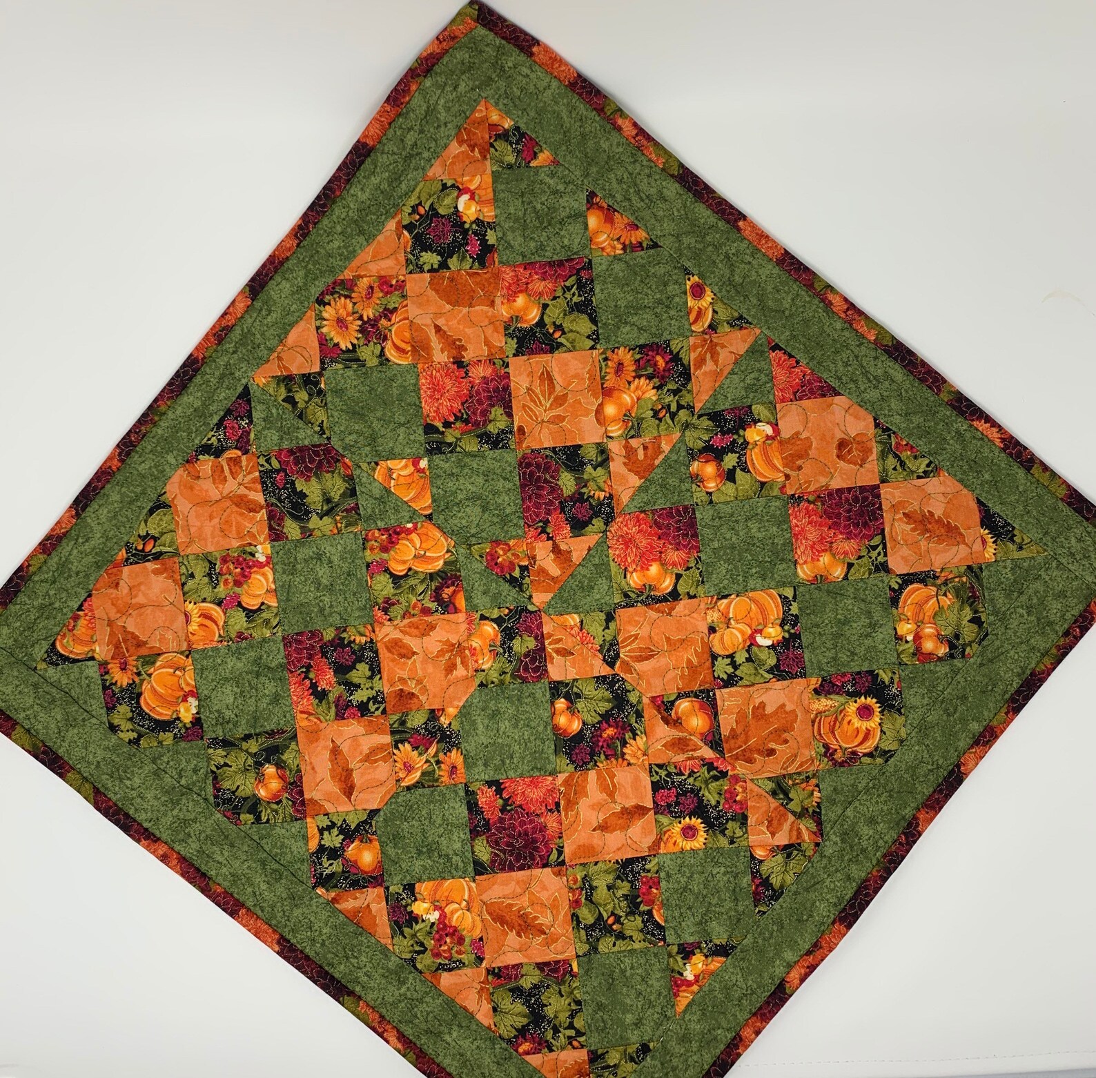 Fall Table Runner Square Table Topper Quilt Autumn Orange Etsy