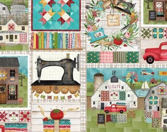 Sewing Fabric, Multi Patchwork, Keepsake Patch yardage, Sewing Machine, Quilts, Barn, 21699-MLT