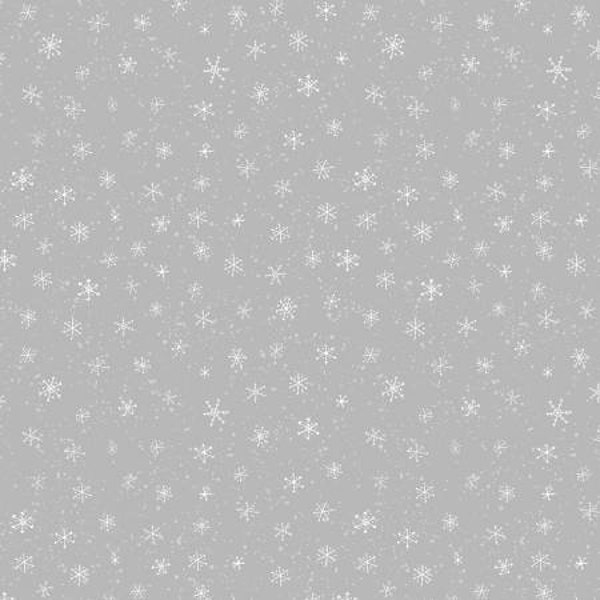 Gray White Yardage, Christmas Fabric, Baby It's Gnomes Outside, Gray Snow All Over, Wilmington Prints