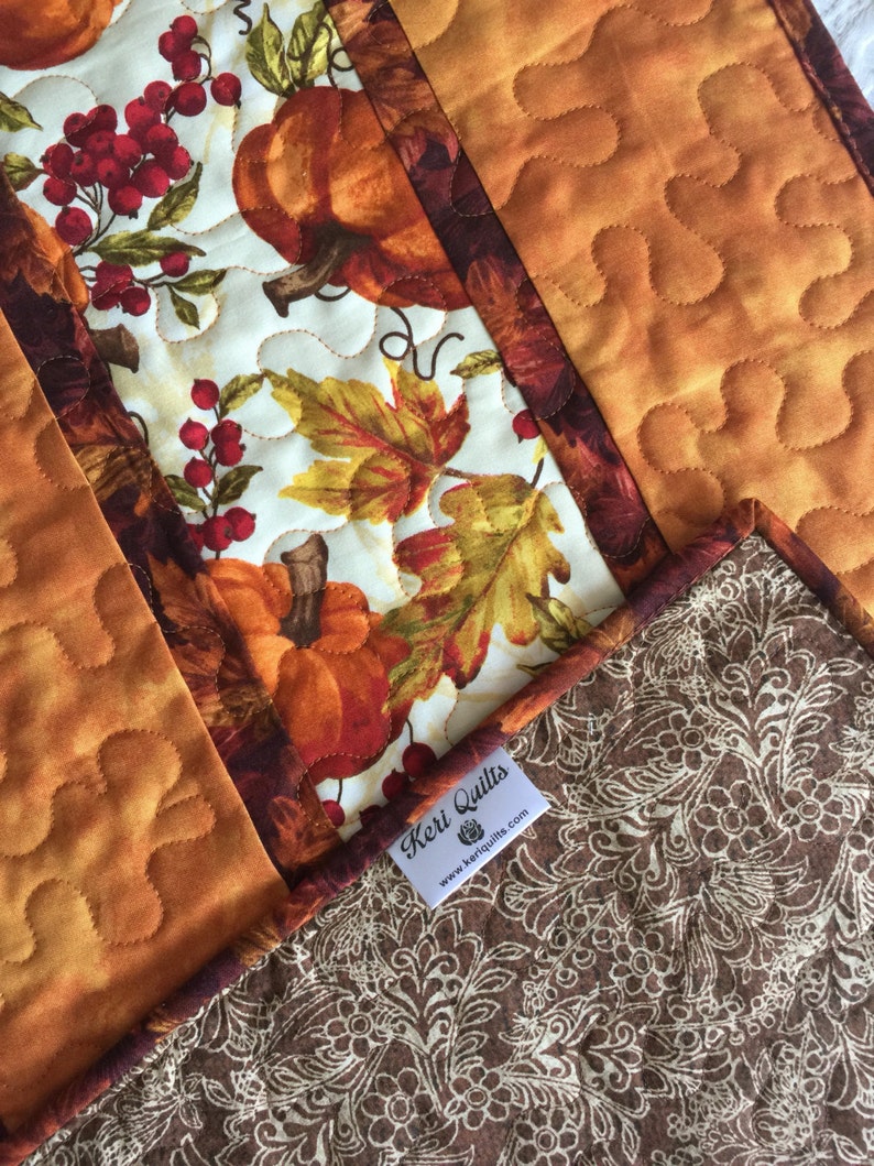 Fall Autumn Table Runner Quilt Thanksgiving Orange Pumpkin Etsy