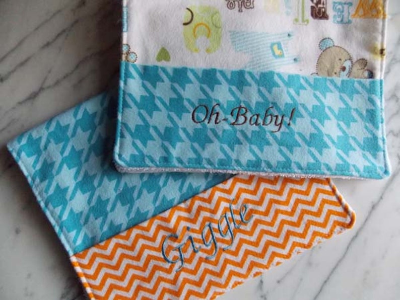 Baby Boy Burp Cloth With Pocket Set of 2 Flannel Terry Etsy