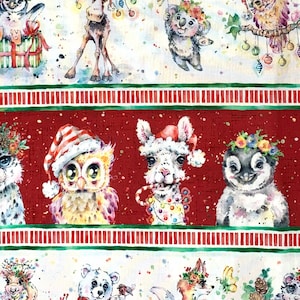 Christmas Animal Stripe Fabric: Little Darlings Border Print