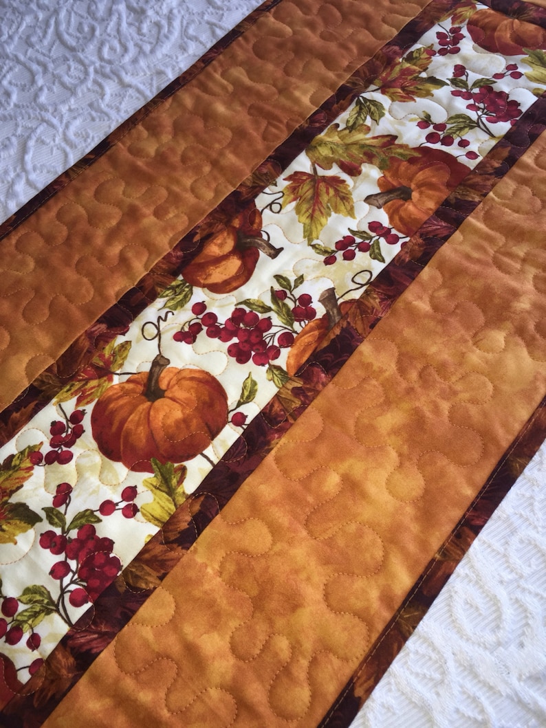 Fall Autumn Table Runner Quilt Thanksgiving Orange Pumpkin Etsy