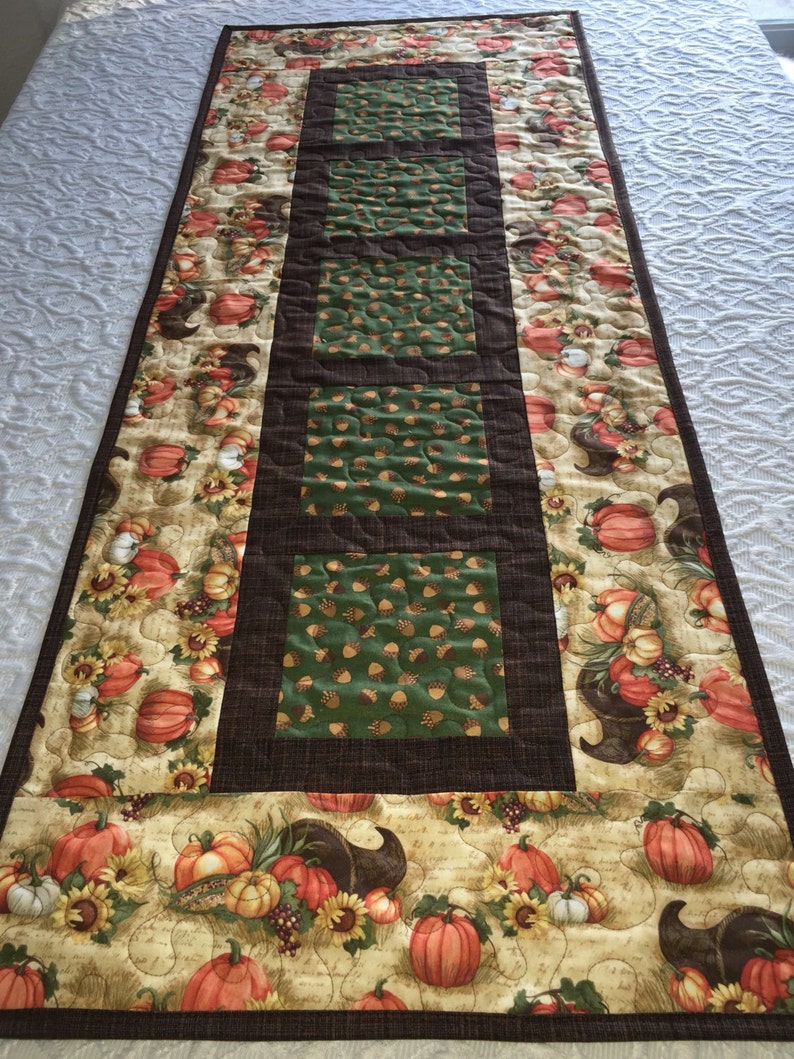 Fall Autumn Thanksgiving Table Runner Quilt Pumpkin Etsy