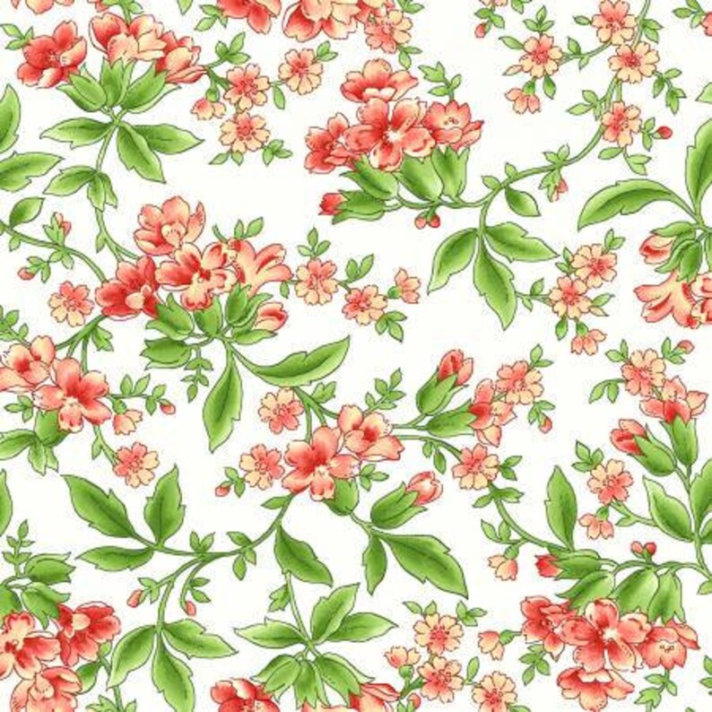 24 Pieces Green Leaves Floral Fat Quarter Bundle Pink Stripes Maywood Studio Precut Quilt Fabric Sommersville White