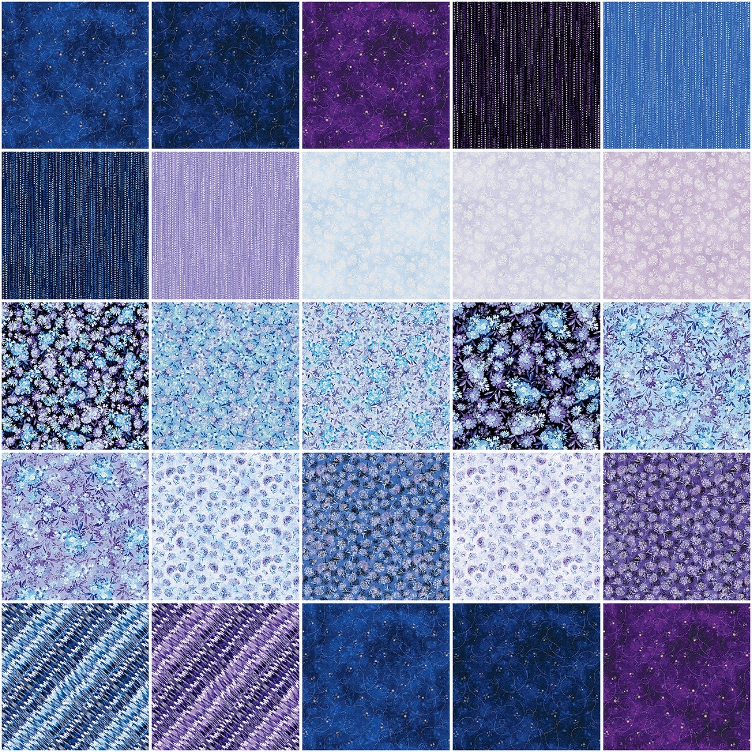 Shimmering Twilight enhanced with Pearl Essence - Floral Fabric Square -  Keri Quilts