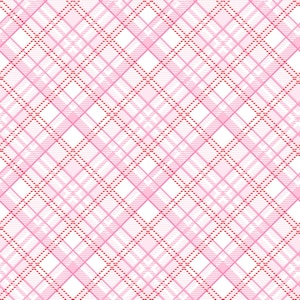 Pink Bias Plaid Fabric - Gnomie Love by Henry Glass