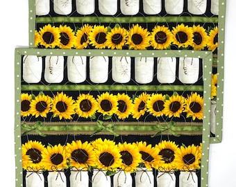 Sunflower Mason Jar Placemats: Fall Table Decor, Set of 2