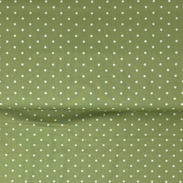 Green White Yardage, Polks Dot, Barefoot Roses Tanya Whelan, TW05-Green