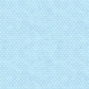 May include: A light blue background with a white polka dot pattern.