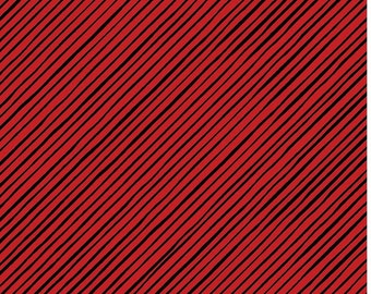 Red Black Bias Stripe, Loralie Desisgns, Quirky Cotton Bias Stripe, Yardage, 692409