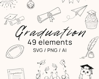 Graduierung SVG-Dateien, Graduierung Clipart, Graduierung Doodles, Graduierung Elemente Cricut, College Graduierung Dekor, Png svg ai