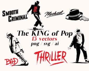 Michael Jackson SVG-Bundle, King of Pop-Vektorgrafiken (svg, png, ai)