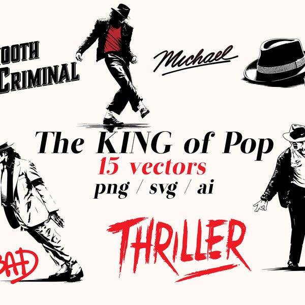 Michael Jackson SVG Bundle, King of Pop Vector Art (svg, png, ai)