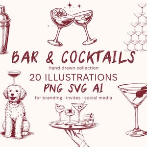 Cocktail Party Clipart Pack: 20 Modern Bar & Lifestyle Graphics (Digital Download)