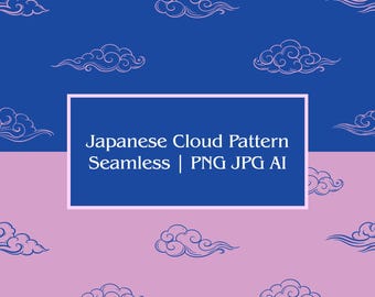 Japanische Wolke Muster, asiatisches digitales Papier, orientalisches Textildesign (PNG JPG AI)